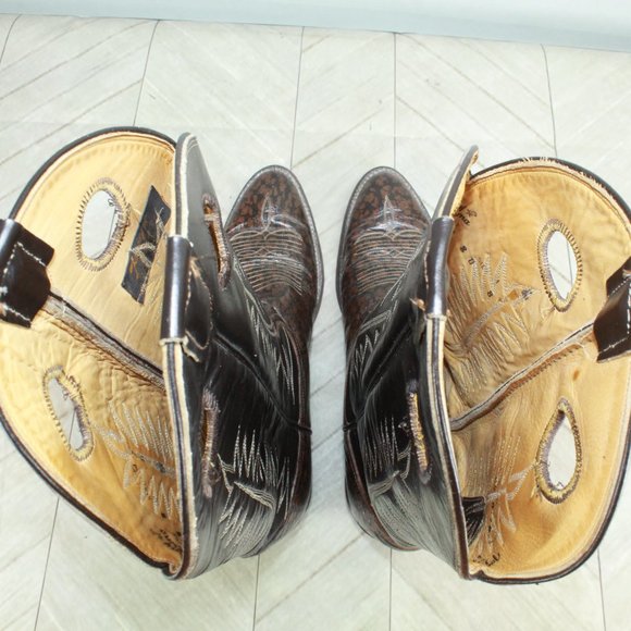 Tony Lama Brown Leather Buckaroo Caribou Cowboy Boots Shoe Size 8 D - Picture 6 of 9